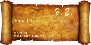 Hopp Elek névjegykártya